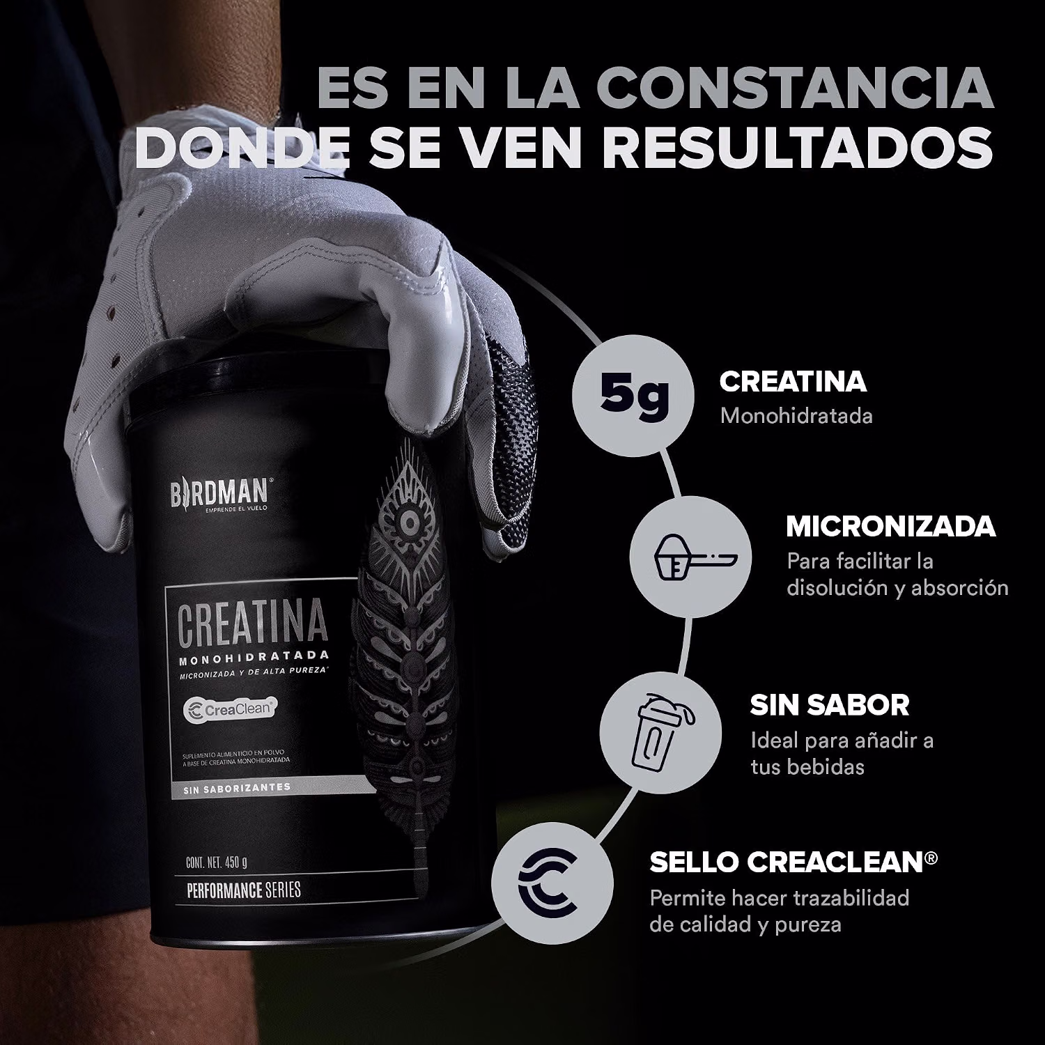 Creatina Monohidratada Birdman 450 Gramos foto 2
