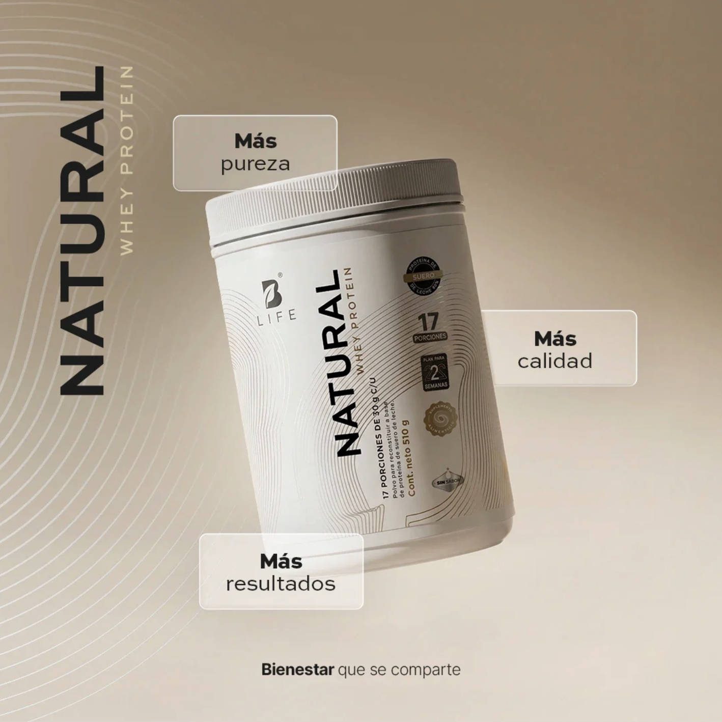 Proteína Whey Natural | Sin Sabor | Sin colorantes artificiales |