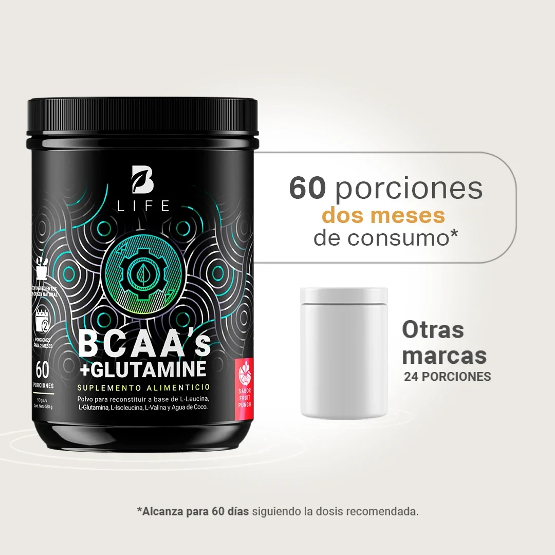 BCAAs con Glutamina en polvo | 558 gr | 60 Porciones | con Glutamina y Agua de Coco foto 2